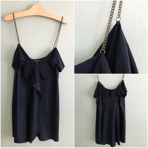 Express Metal-Chain-Spaghetti-Strap Ruffled Tank